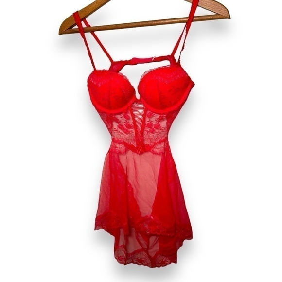 Victoria secret gorgeous glitter  lingerie w bows and lace up ribbon detail S - Picture 2 of 7